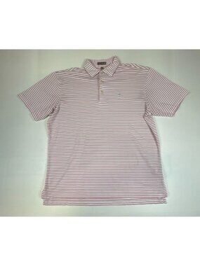 Peter Millar Men’s Large Red White Striped Summer Comfort Polo Shirt Golf